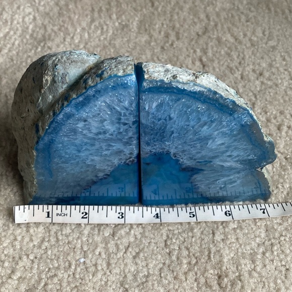 Brazilian Blue Agate Geode Bookends 5 1/8” Height - Picture 3 of 16